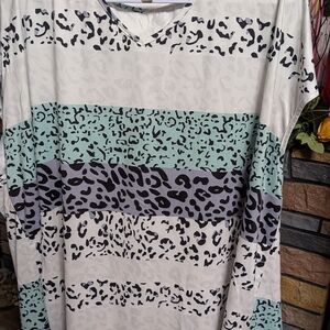 Leopard Print Striped Top